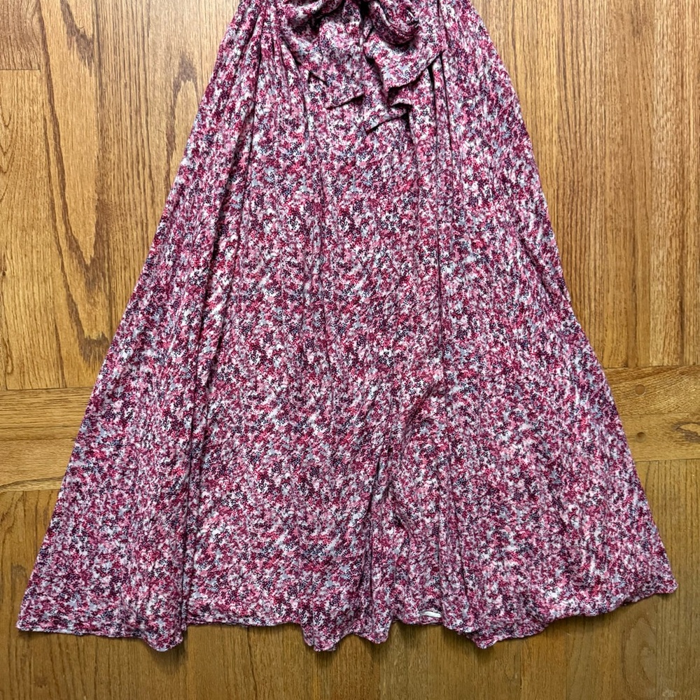 Ba&sh Noemie Fuchsia Floral Short Sleeve Wrap Midi Dress in size 4 - Picture 8 of 16